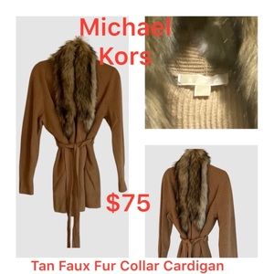 Michael Kors Faux Fur Collar Cardigans